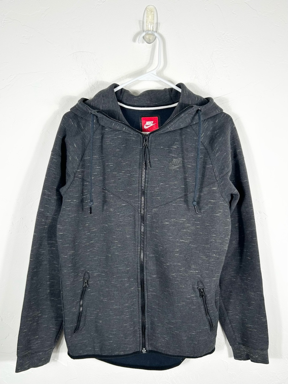 👁️ Nike Tech Fleece OG Windrunner Full Zip Hoodie Charcoal Dark Grey Speckled